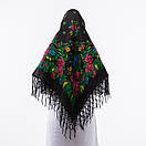 Українська хустка з тороками 120х120см Чорна, фото 3