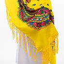 Українська хустка з люрексом 110х110см Жовта, фото 3