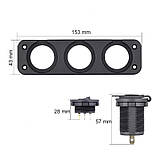 Автоблок 3. USB 2.1+1А вольтметр прикурювач на рамці, фото 3