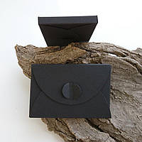 Подарочный конверт-коробочка 60х90х8 мм из цветного дизайнерского картона, Чорный
