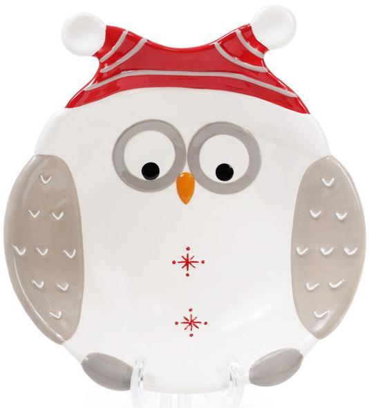 Піала керамічна   Сова в шапці   550мл (біла сова в червоному ковпаку) | HomeDreams