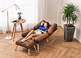 Сучасне розкладне крісло Відпочинкове Стильне крісло з підставкою для ніг Кресло у скандинавському стилі Стул, фото 10