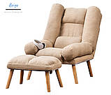 Сучасне розкладне крісло Відпочинкове Стильне крісло з підставкою для ніг Кресло у скандинавському стилі Стул, фото 2