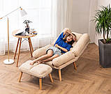 Сучасне розкладне крісло Відпочинкове Стильне крісло з підставкою для ніг Кресло у скандинавському стилі Стул, фото 9