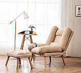 Сучасне розкладне крісло Відпочинкове Стильне крісло з підставкою для ніг Кресло у скандинавському стилі Стул, фото 10