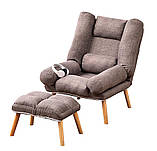 Сучасне розкладне крісло Відпочинкове Стильне крісло з підставкою для ніг Кресло у скандинавському стилі Стул, фото 7