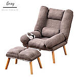 Сучасне розкладне крісло Відпочинкове Стильне крісло з підставкою для ніг Кресло у скандинавському стилі Стул, фото 2