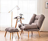 Сучасне розкладне крісло Відпочинкове Стильне крісло з підставкою для ніг Кресло у скандинавському стилі Стул, фото 3