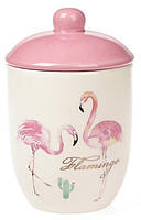 Банка керамическая "Розовый Фламинго" 500мл с крышкой | HomeDreams