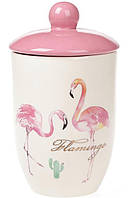 Банка керамическая "Розовый Фламинго" 800мл с крышкой | HomeDreams