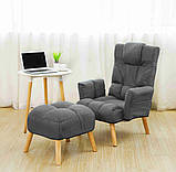 Сучасне розкладне крісло Відпочинкове Стильне крісло з підставкою для ніг Кресло у скандинавському стилі Стул, фото 8