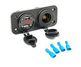 Автоблок 2. USB 2.1+1А з вольтметром і прикурювач на рамці, фото 2