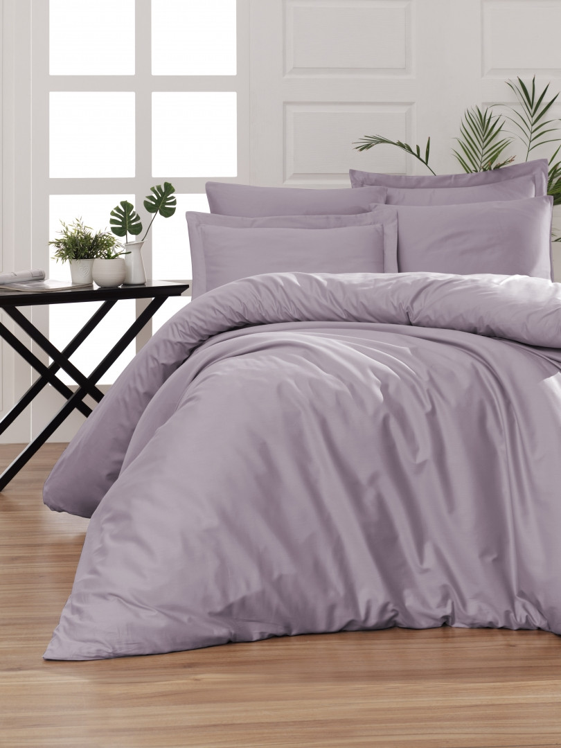 Постільна білизна однотонна сатин First Choice Snazzy Lavender Туреччина євро 200х220см