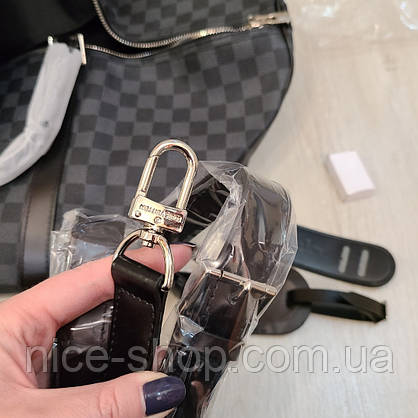 Сумка Louis Vuitton шкіряна,50 см, сіра шахматка, Люкс, фото 3