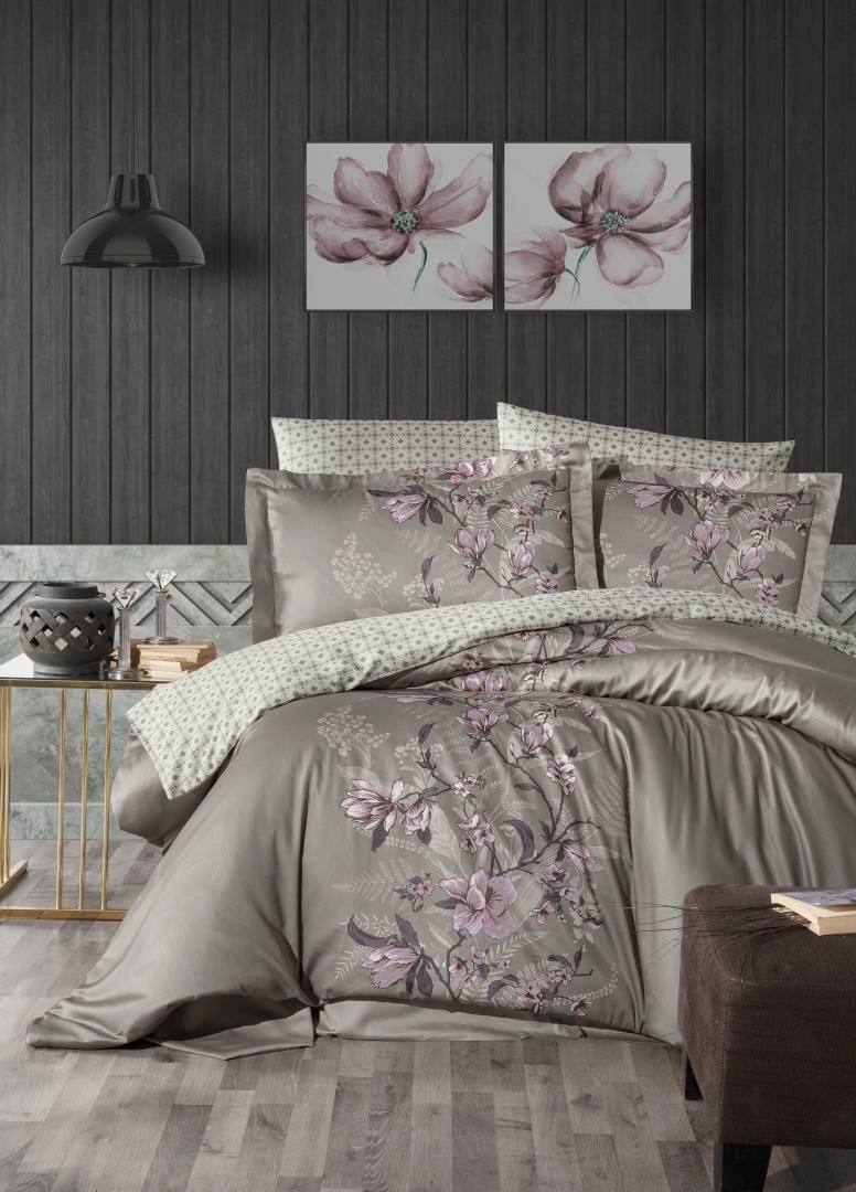 Постільна білизна сатин First Choice Cotton Satin Evan Mink Туреччина двоспальна євро 200х220см