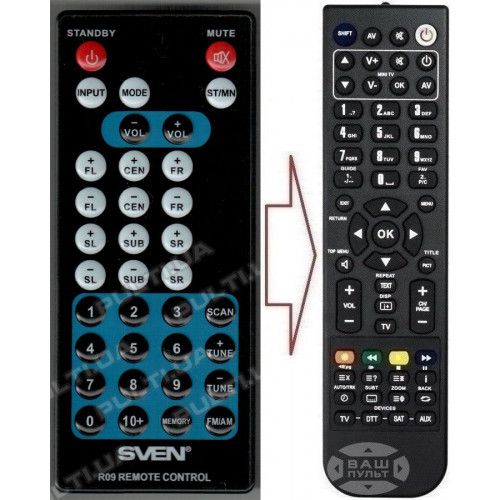 Пульт для SVEN R09, R11 (аналог), фото 1