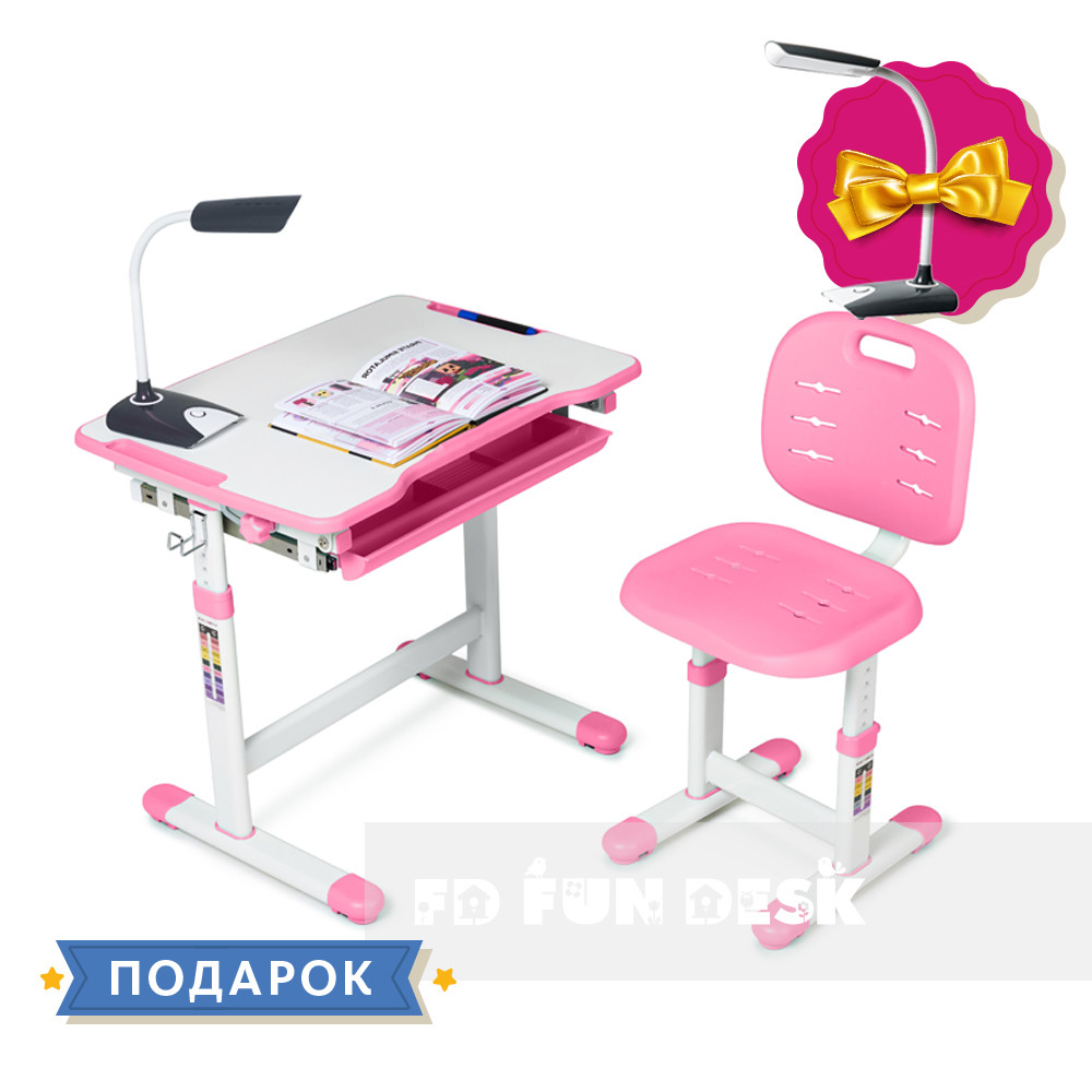 Комплект парта + стілець трансформери Piccolino III Pink FunDesk