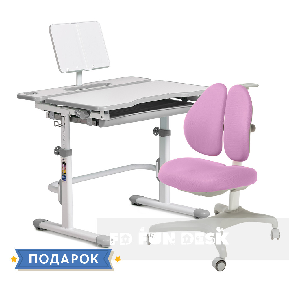Комплект для школяра зростаюча парта Cubby Fressia Grey + крісло для дому FunDesk Bello II Violet