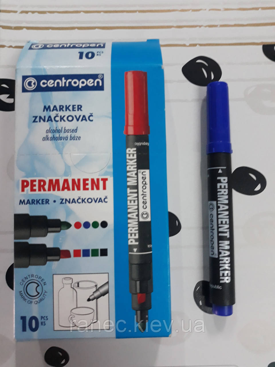 Маркер перманентный Centropen Permanent 1-4.6 мм скошенный синий (8576/02)