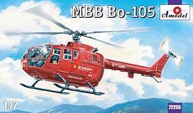 Вертоліт Bo-105. Збірна модель вертольота в масштабі 1/72. AMODEL 72255