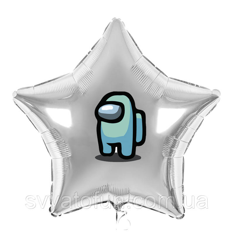 Наклейка для фольгованих кульок 18" "Among US" blue 16х11 см