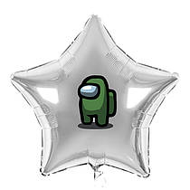 Наклейка для фольгованих кульок 18" "Among US" green 16х11 см