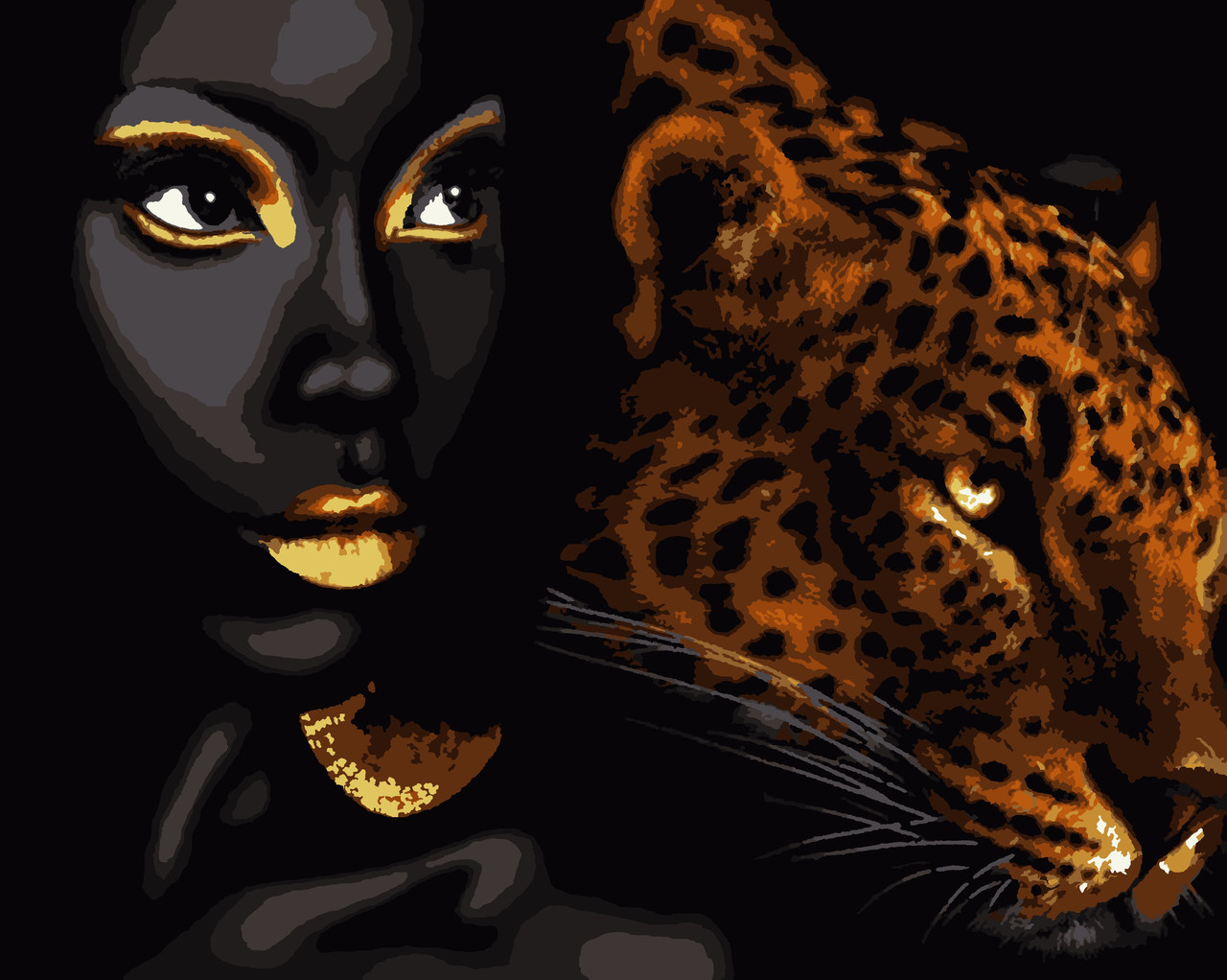 Картини за номерами "Африканська перлина" із золотою фарбою 40*50 см