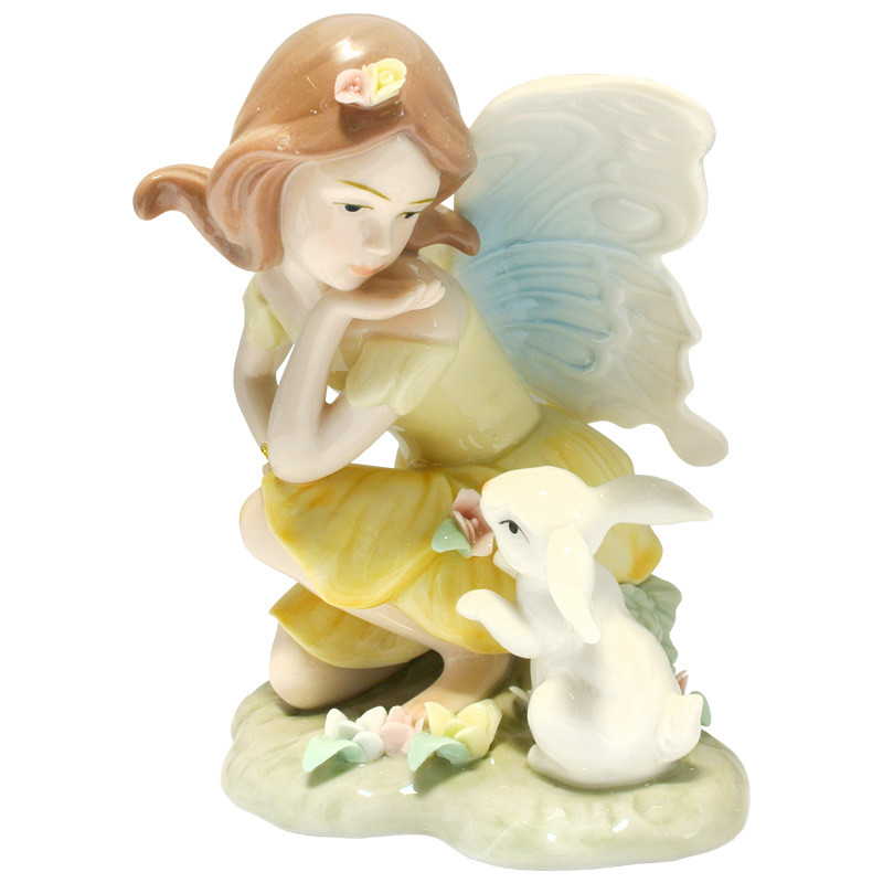 Фігурка статуетка порцелянова колекцыйна Avella Ельф з зайчиком h-13 см, фото 1