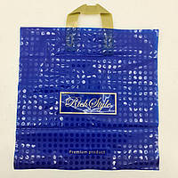 Пакет із петльовою ручкою 40*40 Горох синій (25 шт.)