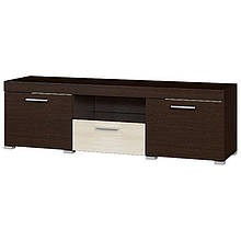 Тумба під телевізор у вітальню з ламінованої ДСП Британія 1500 Еверест Венге темний + Дуб молочний