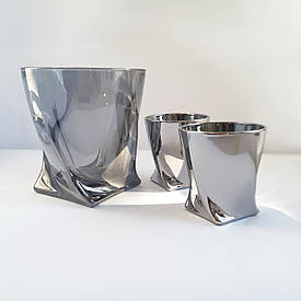 Набір 6 шт склянок для віскі Bohemia Quadro 340 мл графіт  2K936/99A44/340/6