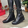 Черевики жіночі шкіряні на танкетці, декоровані фурнітурою, фото 4