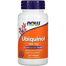 Убіхінол NOW Foods "Ubiquinol" для серцево-судинної системи, 100 мг (60 гелевих капсул)