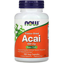 Ягоди асаї NOW Foods "Freeze-Dried Acai" сублімовані, 500 мг (100 капсул)