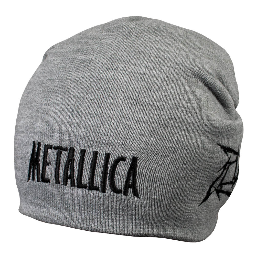 Шапка біні з вишивкою METALLICA Logo сіра