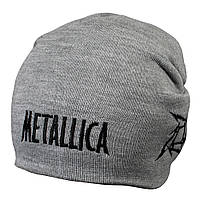 Шапка бини с вышивкой METALLICA Logo серая