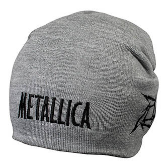 Шапка біні з вишивкою METALLICA Logo сіра, фото 2