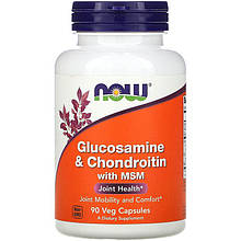 Глюкозамін і хондроїтин з МСМ NOW Foods "Glucosamine&Chondroitin with MSM" для суглобів (90 капсул)