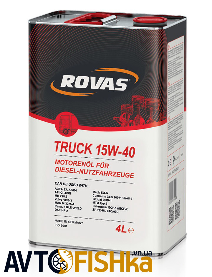 Мінеральна дизельна моторна олива Rovas Truck 15W-40 4 л