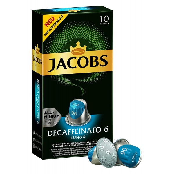 Кава в капсулах Jacobs Decaffeinato Lungo, 10 капсул Nespresso