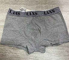 Труси міні шорти чоловічі "Lans" L07/034 (1шт в уп) колір світло-сірий з білою резинкою XL