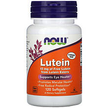 Лютеїн для зору NOW Foods "Lutein" 10 мг (120 гелевих капсул)
