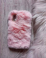 Чехол меховый для iPhone Х розовый