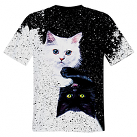 Футболка 3D з принтом "Коти інь-янь"