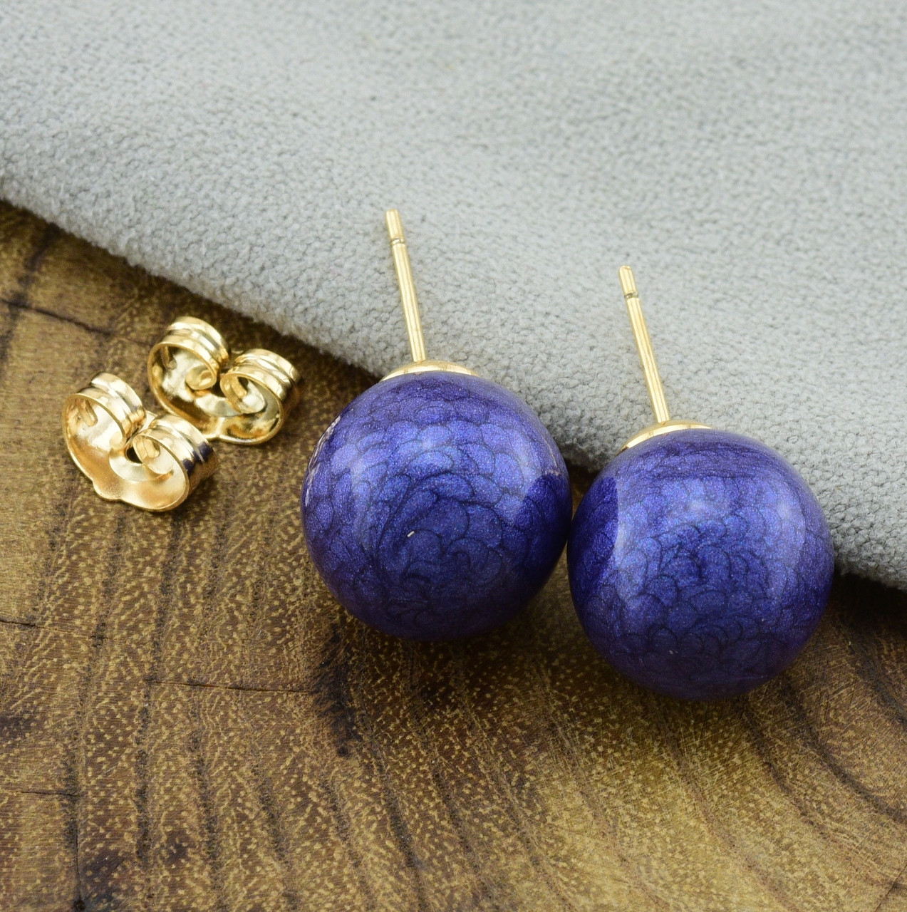 Сережки Xuping 29157 розмір 13х13 мм вага 3.3 г синя емаль позолота 18К, фото 1