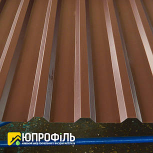 Коричневий профнастил Покрівельний ПК-20 RAL 8017 PE 0.45 мм, глянсовий покрівельний, фото 2