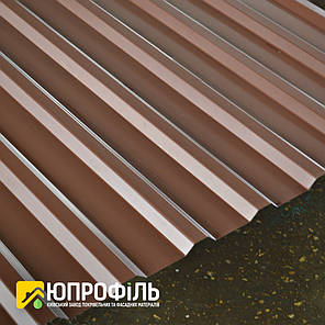 Коричневий профнастил Покрівельний ПК-20 RAL 8017 PE 0.45 мм, глянсовий покрівельний, фото 2
