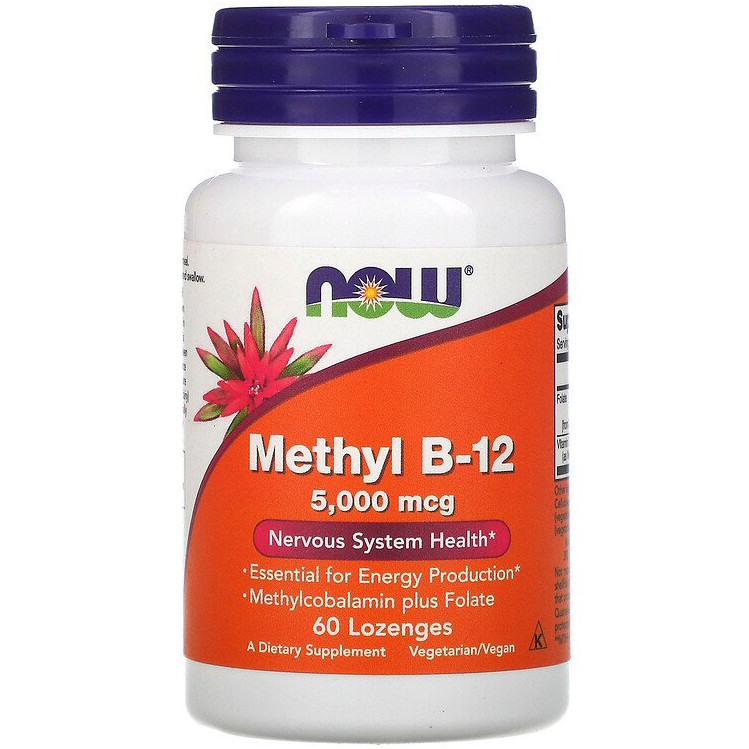Вітамін В12 NOW Foods "Methyl B-12" 5000 мкг (60 льодяників), фото 1