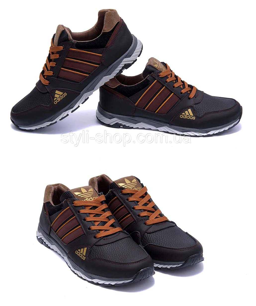 Чоловічі шкіряні кросівки Adidas (Адідас) Tech Flex Brown, чоловічі спортивні туфлі коричневі, кеди, фото 1
