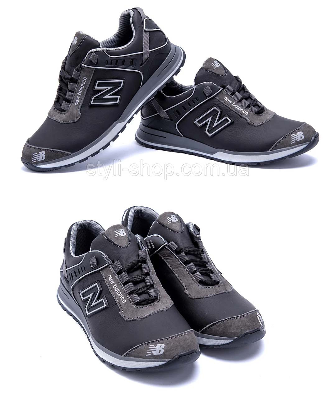 Чоловічі шкіряні кросівки NB Clasic Black, чоловічі спортивні черевики, кеди повсякденні. Чоловіче взуття, фото 1